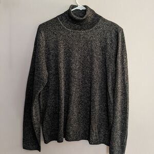 Nwt Susan Graver Black Metallic Turtleneck Sweater Large